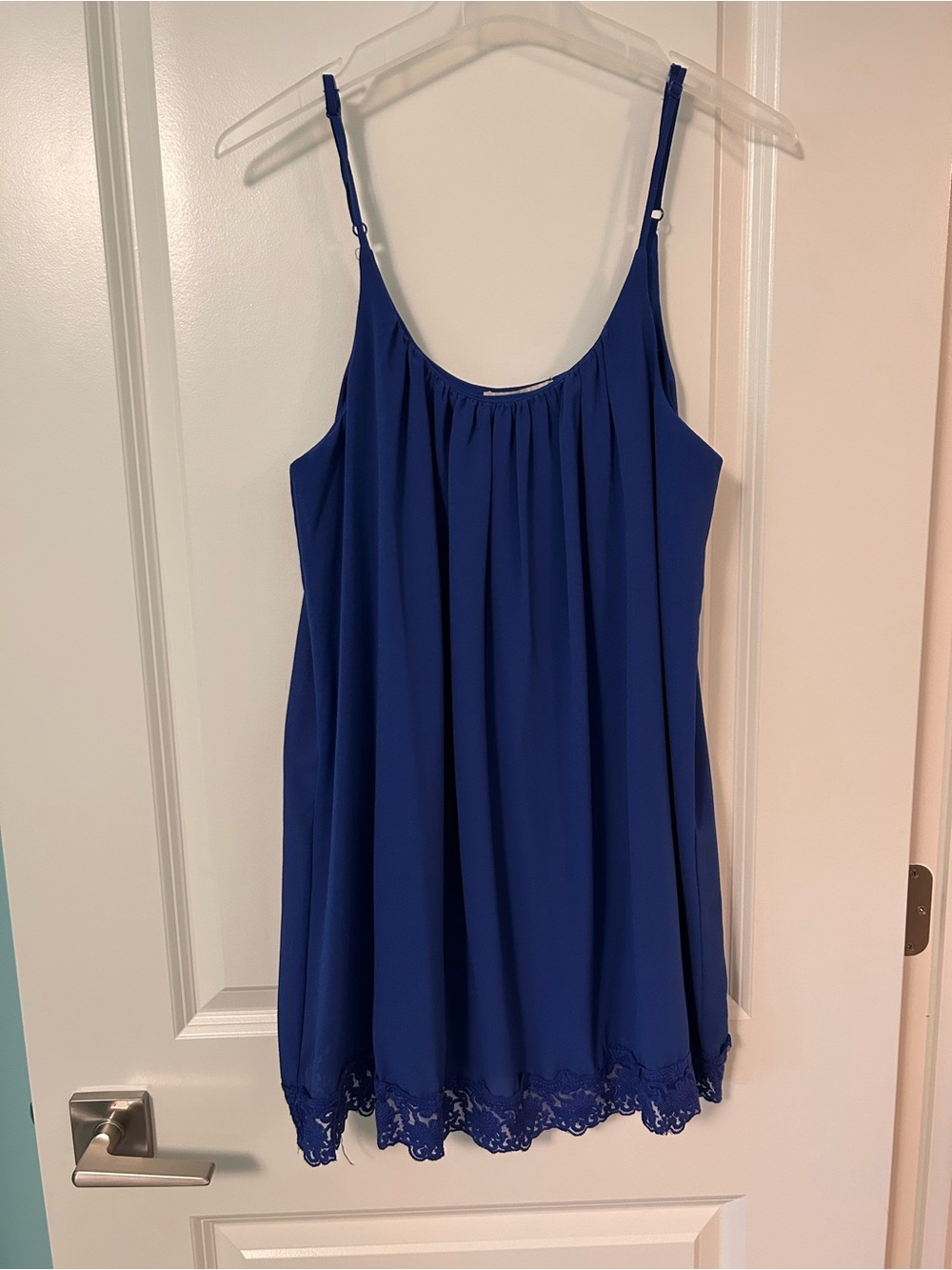 Cherish Royal Blue Gathered Neck Slip Dress